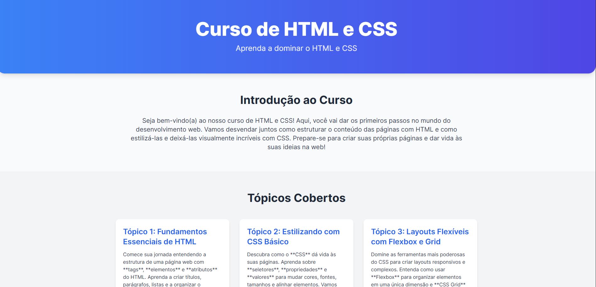 Site que ensina HTML e CSS básico